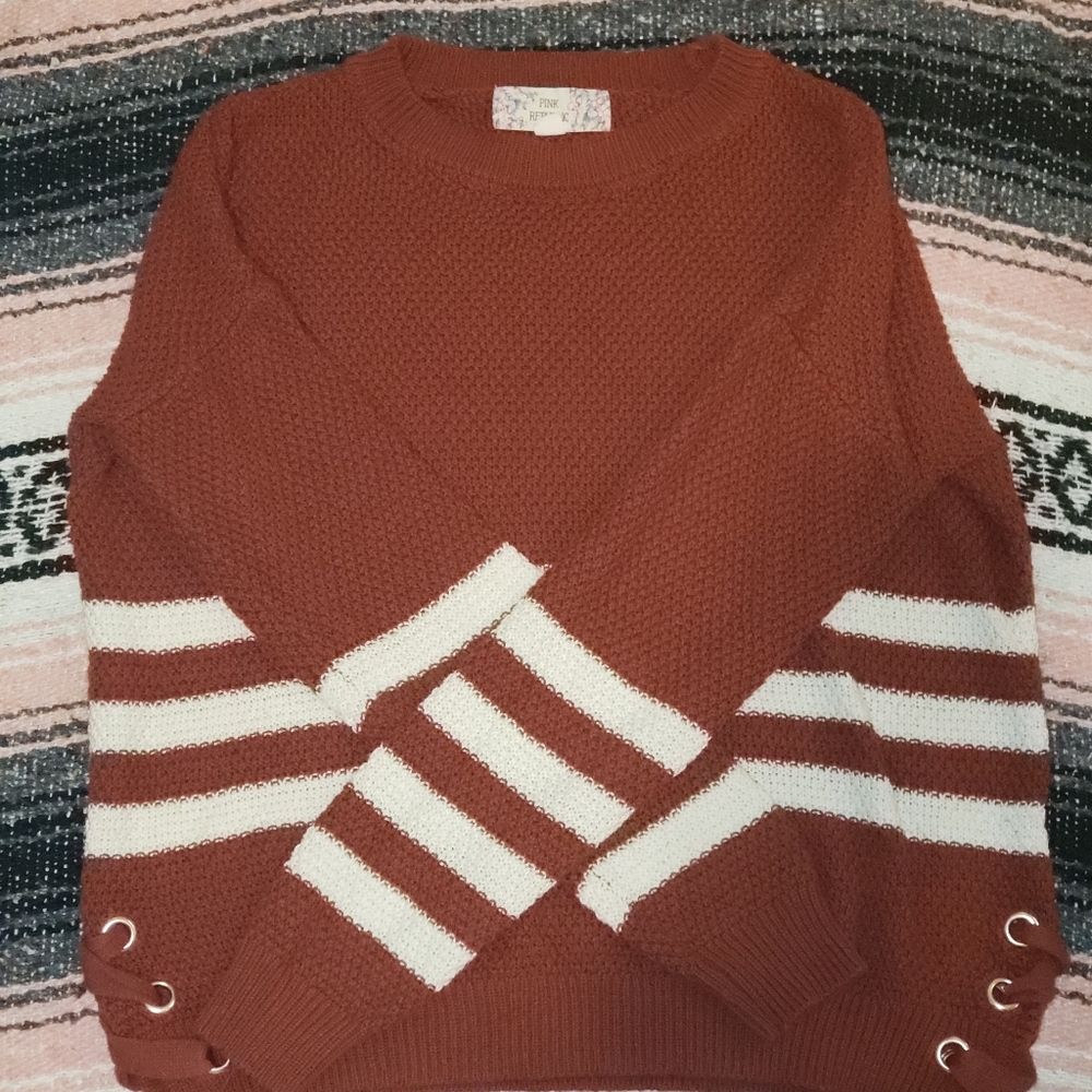 Pink Republic Maroon Sweater with White Stripes